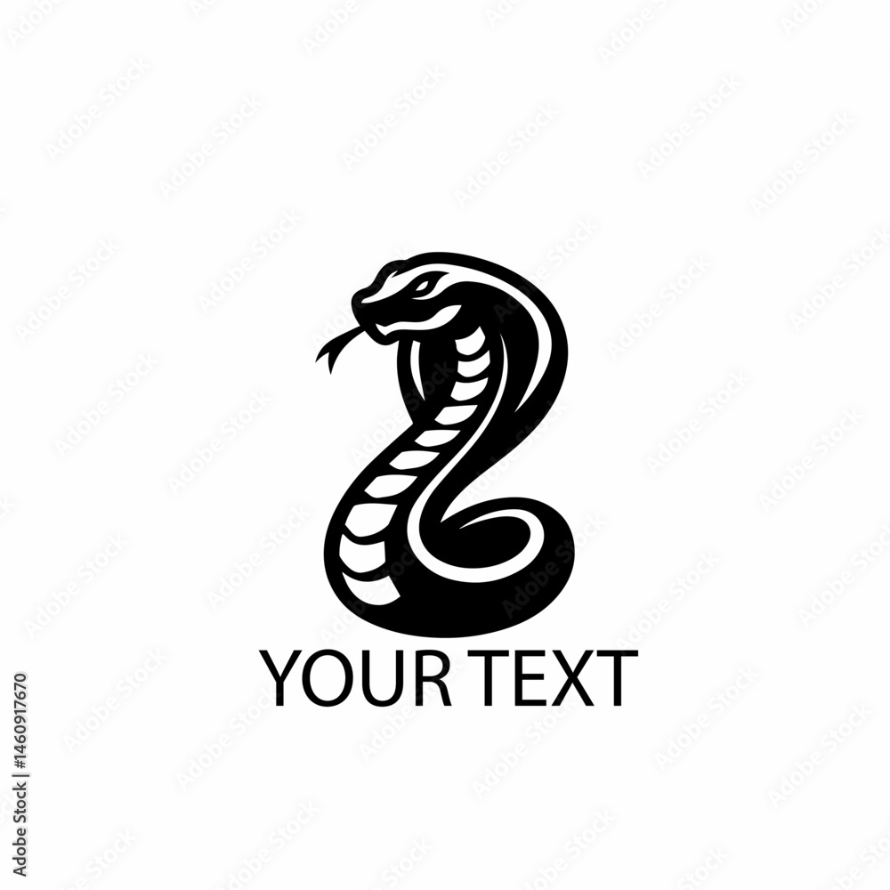 Fototapeta premium Black Cobra Snake Vector Logo Isolated on White Background