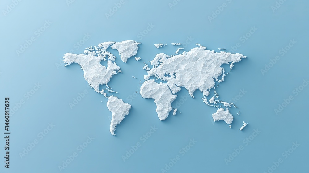 Global Low Poly World Map Business Technology and Travel Concept