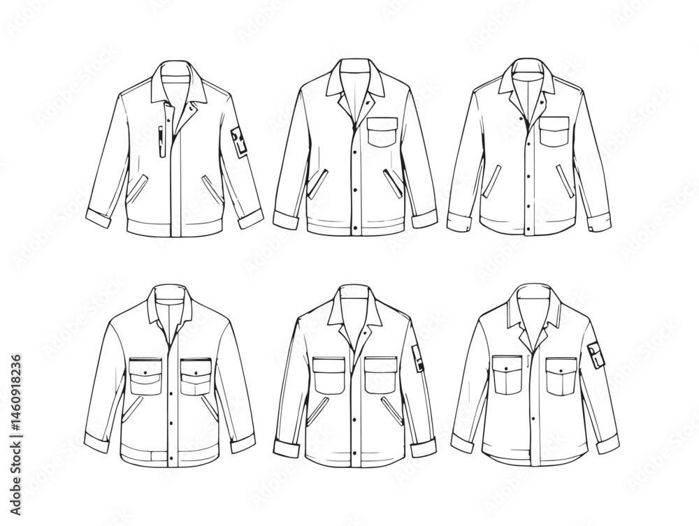 Safari jacket line art drawing for fashion design collection Safari jacket line art drawing for fashion design collection