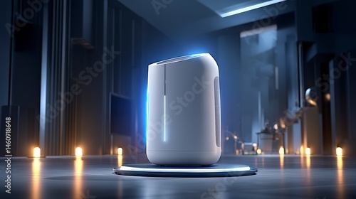 Obraz na płótnie Futuristic Smart Home Device AI Voice Assistant Minimalist Tech Modern Interior w salonie