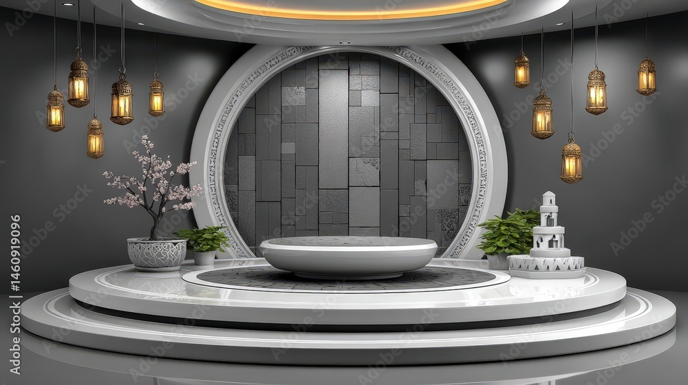 Elegant Minimalist Product Display Podium Studio Room Showcase Presentation