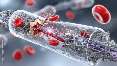 Obraz na płótnie Arterial Plaque Rupture 3D Medical Illustration of Atherosclerosis w salonie