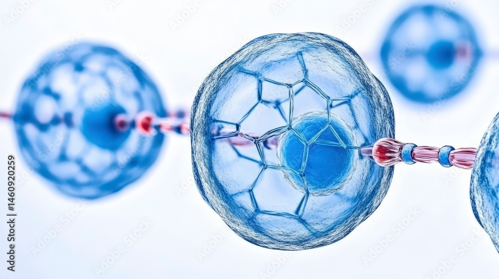 Microscopic Cell Connection Abstract 3D Medical Science Background