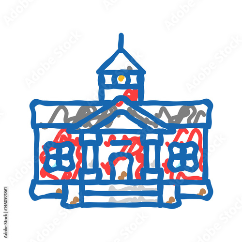 college school building icon doodle illustration