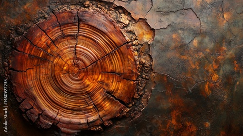 Wallpaper Mural Intricate wood cross-section reveals growth rings and cracks. Torontodigital.ca