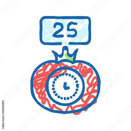 pomodoro technique time management icon doodle illustration