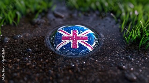 UK Flag in Puddle  Rainy Day  Patriotism  Remembrance