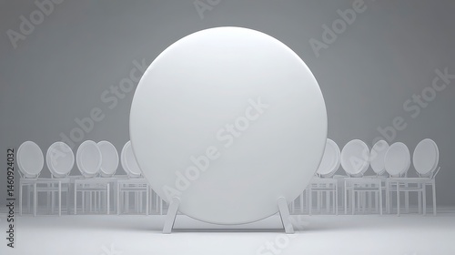 Obraz na płótnie Minimalist White Circle Background Chairs Mockup Presentation Studio Display Empty w salonie