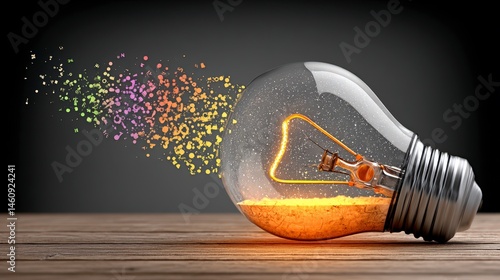 Obraz na płótnie Illuminated Ideas Glowing Light Bulb with Abstract Innovation Concepts w salonie
