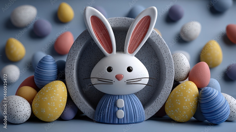 Easter Bunny Pastel Eggs Minimalist Spring Holiday Design
