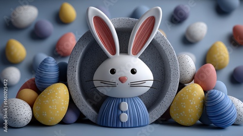 Easter Bunny  Pastel Eggs  Minimalist Spring Holiday Design