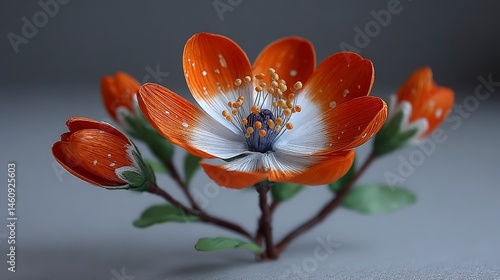 Obraz na płótnie Orange Daisy Flower Minimalist Floral Still Life Photography Closeup w salonie