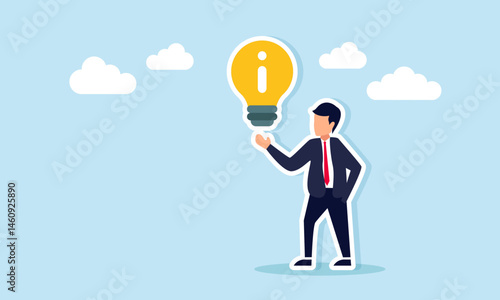 Wallpaper Mural Businessman Holding Information Light Bulb as a Symbol of Business Innovation and Implementation Guidelines Torontodigital.ca