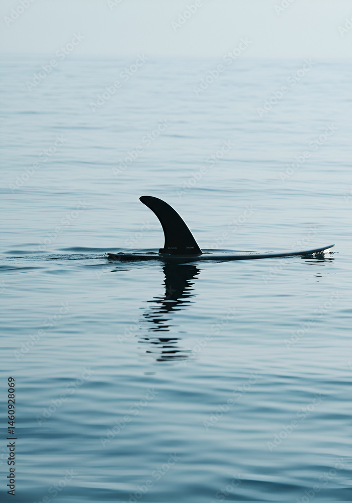 Fototapeta premium Surfboard fin in calm water