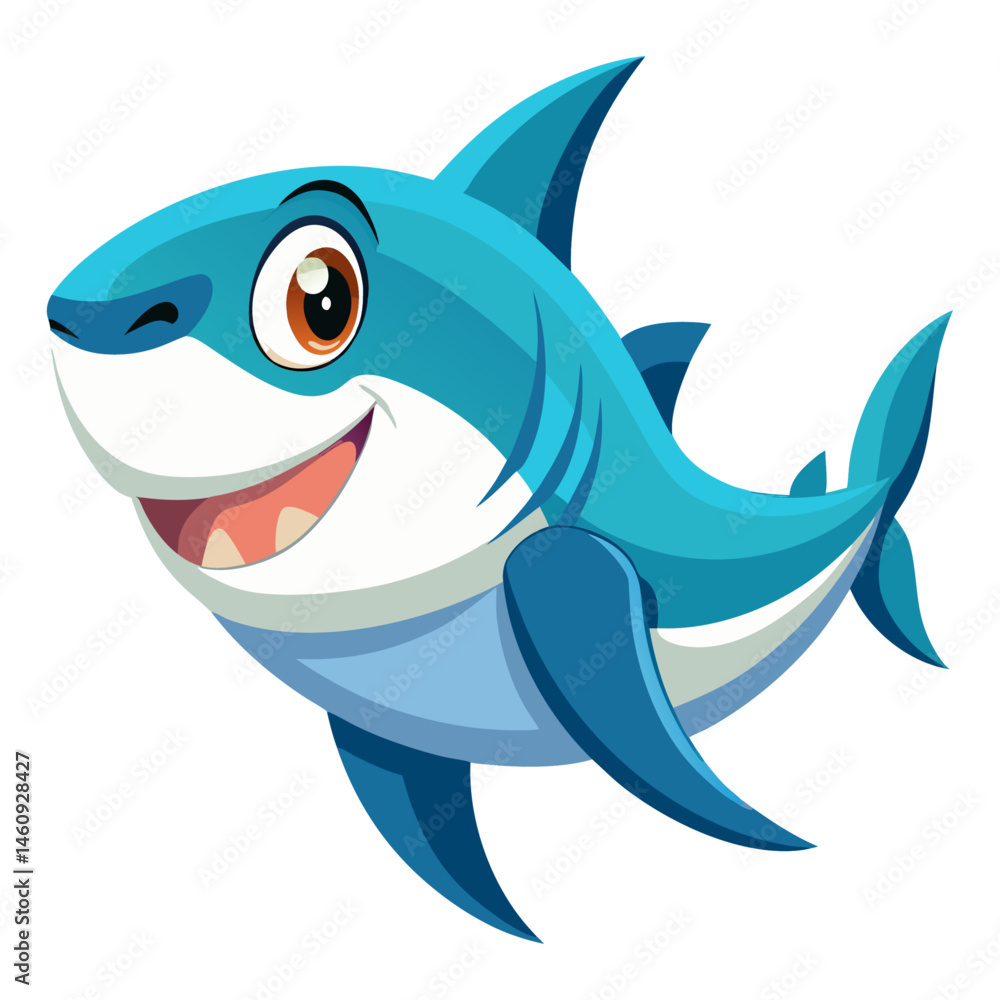 Obraz premium Vibrant colored, detailed cartoon funny Bull Shark, 3d render 