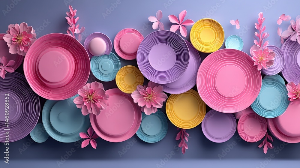 Pastel Circle Background Floral Design Spring Theme Soft Colors Minimalist Wallpaper