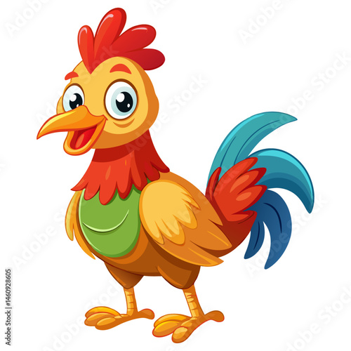 Vibrant colored,  detailed cartoon funny Chicken, 3d render