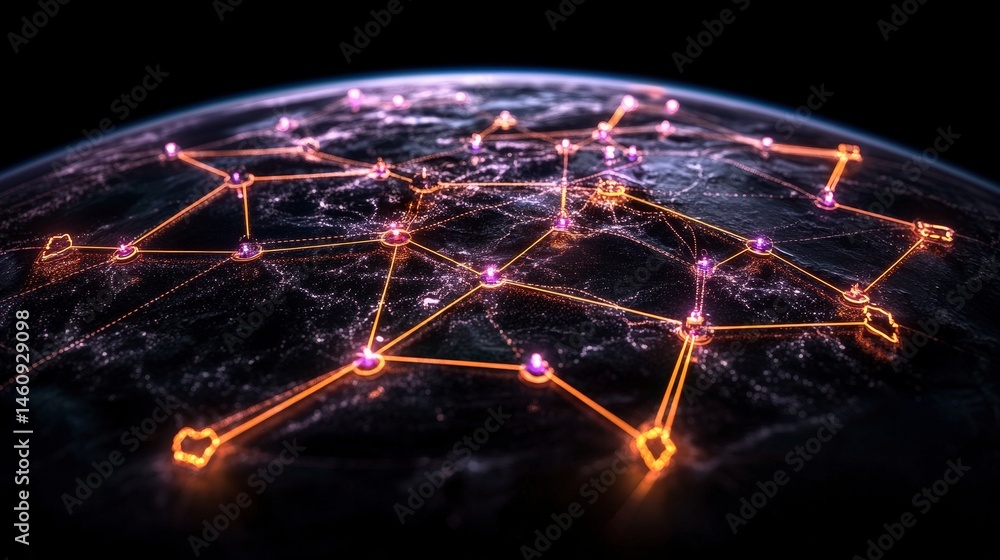 Global Network Connection Digital World Map Internet Communication Technology Metaver