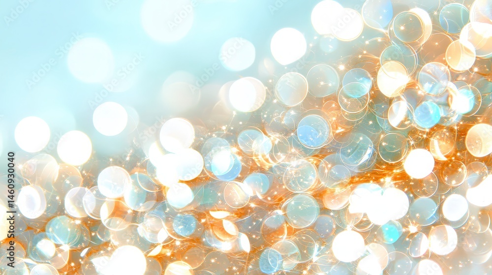Sparkling Lights Bokeh Background Festive Abstract Gold Blue White Blurred Circles
