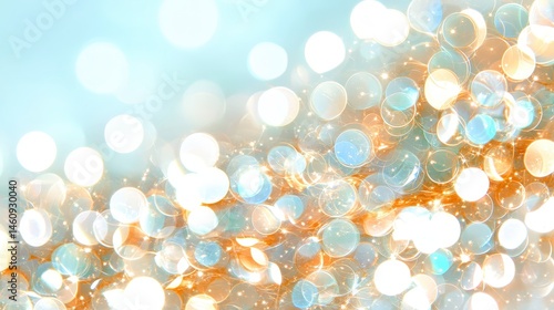 Obraz na płótnie Sparkling Lights Bokeh Background Festive Abstract Gold Blue White Blurred Circles w salonie