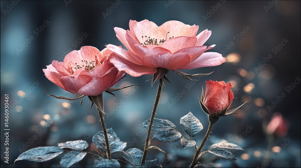 Stunning Peach Roses Bloom Close Up Minimalist Photography