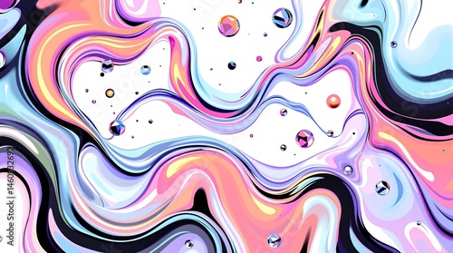 Abstract Fluid Art with a Colorful Marble Swirl Effect