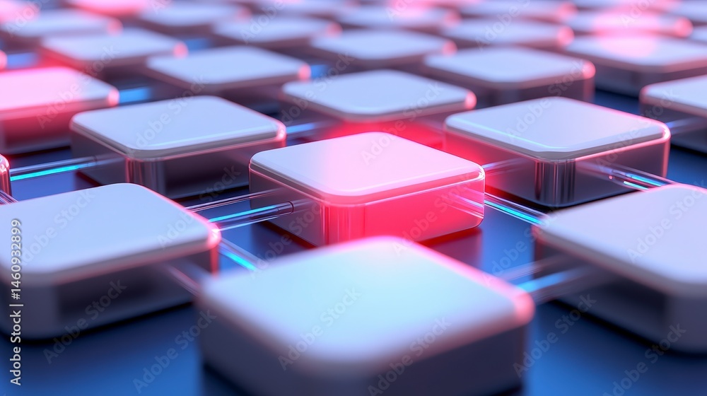 Blockchain Network Abstract 3D Cubes Digital Technology Data Connection