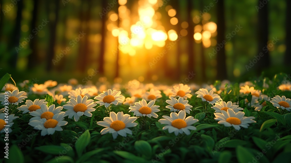 Obraz premium yellow flowers in the forest