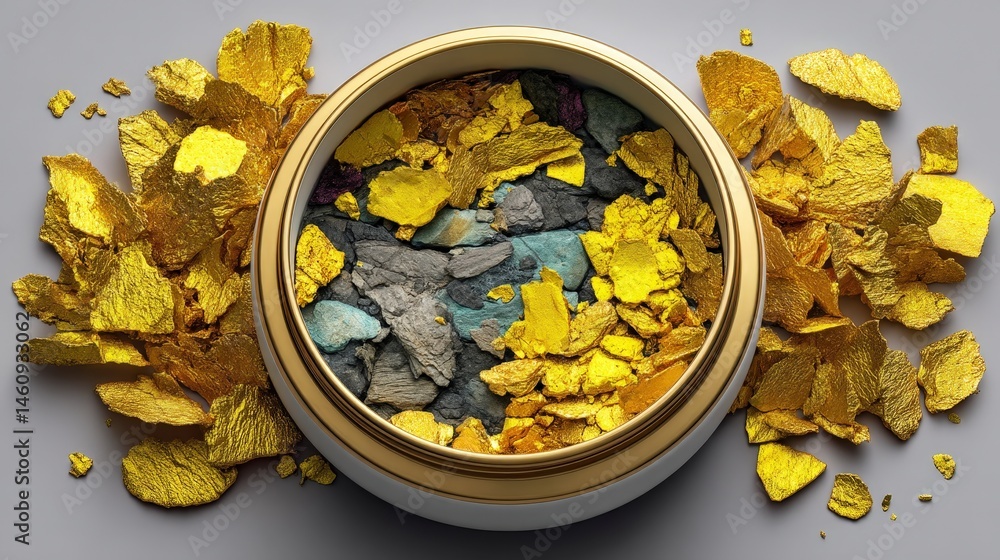 Golden Nuggets Sparkle Confetti Luxury Gold Flakes Mineral Wealth Shiny Glitter Rich