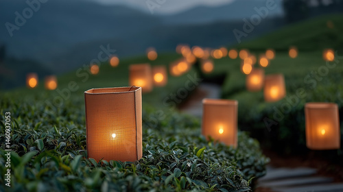 Illuminated Tea Plantation ...