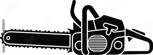 Silhouette of a chainsaw depicting power and precision for wood cutting and forestry tasks