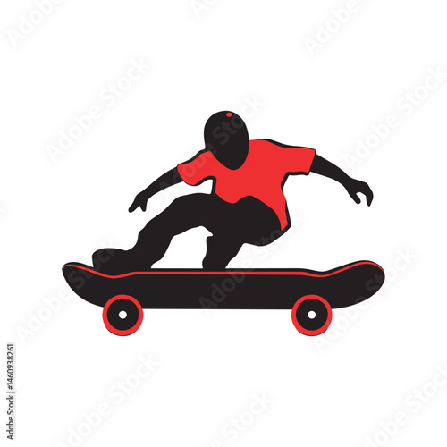 Man jumping on a ride skateboard vector art illustration