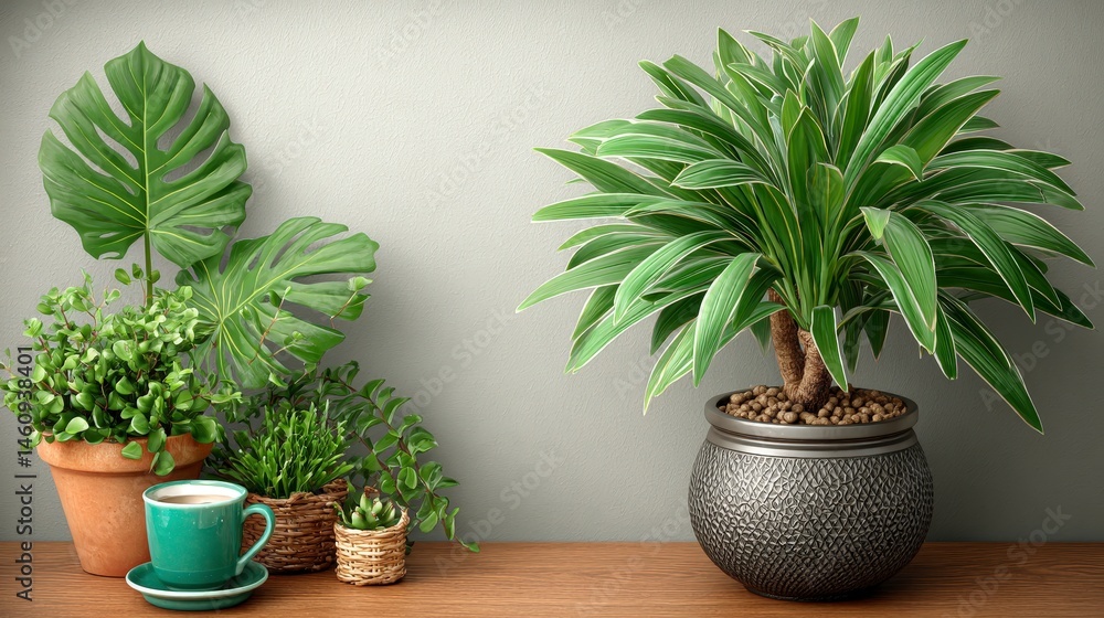Home Decor Stylish Potted Plants Coffee Minimalist Interior Design