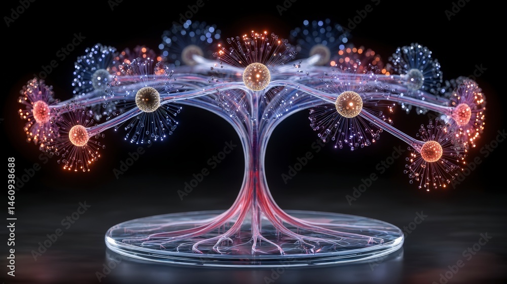 Futuristic AI Network Abstract Brain Tree Digital Connections Innovation Technology