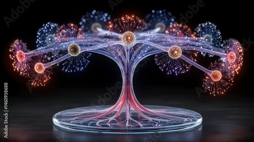 Obraz na płótnie Futuristic AI Network Abstract Brain Tree Digital Connections Innovation Technology w salonie