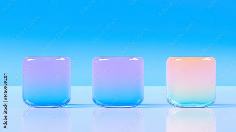 Pastel Gradient Glass Cubes Minimalist Product Display 3D Render
