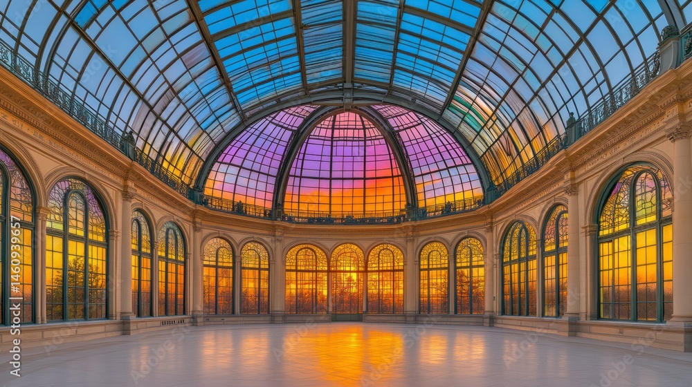 Obraz premium Grand glass dome, sunset reflection