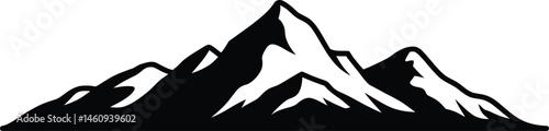 Stylized black and white mountain range graphic for outdoors and adventure concepts