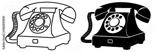 Retro Rotary Telephone Illustration.