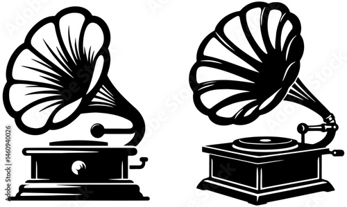Gramophone Sketch Illustration.