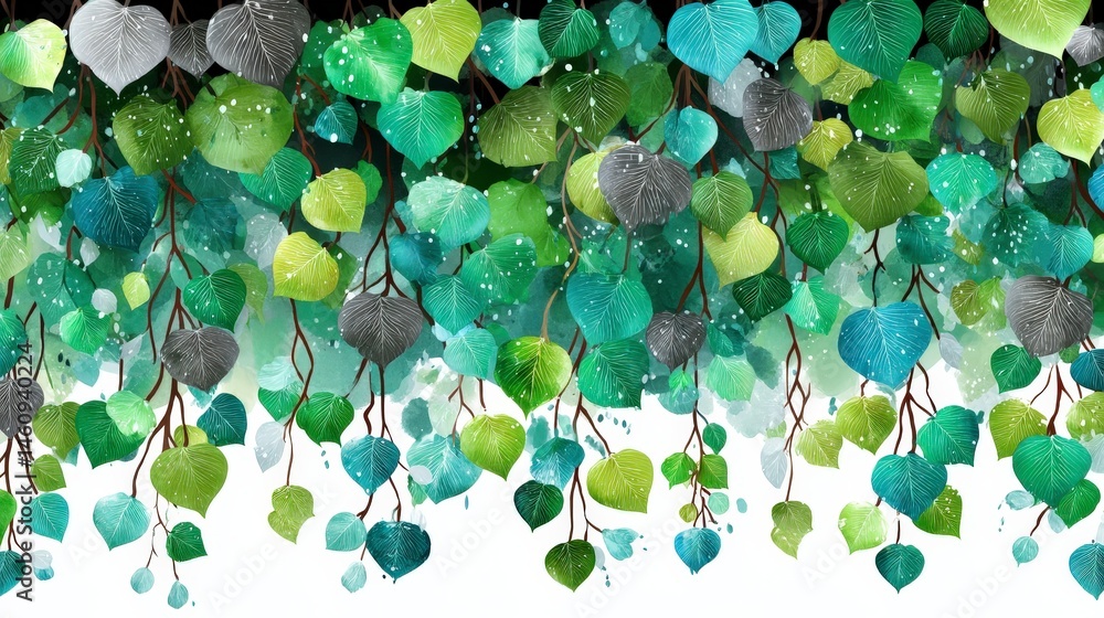 Watercolor Eucalyptus Leaves Garland Green Teal Leaf Border Botanical Illustration