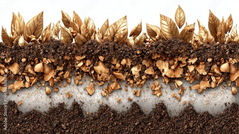 Golden Leaves Soil Luxury Nature Background Landscape Design Earth Texture