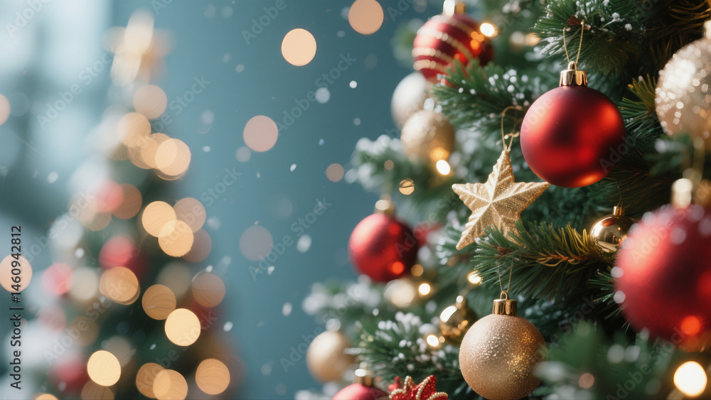 Fototapeta premium decorated christmas tree with festive ornaments.