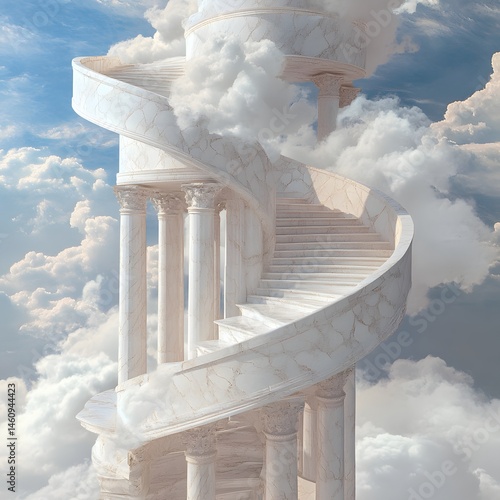 Whimsical spiral stairway to heaven
