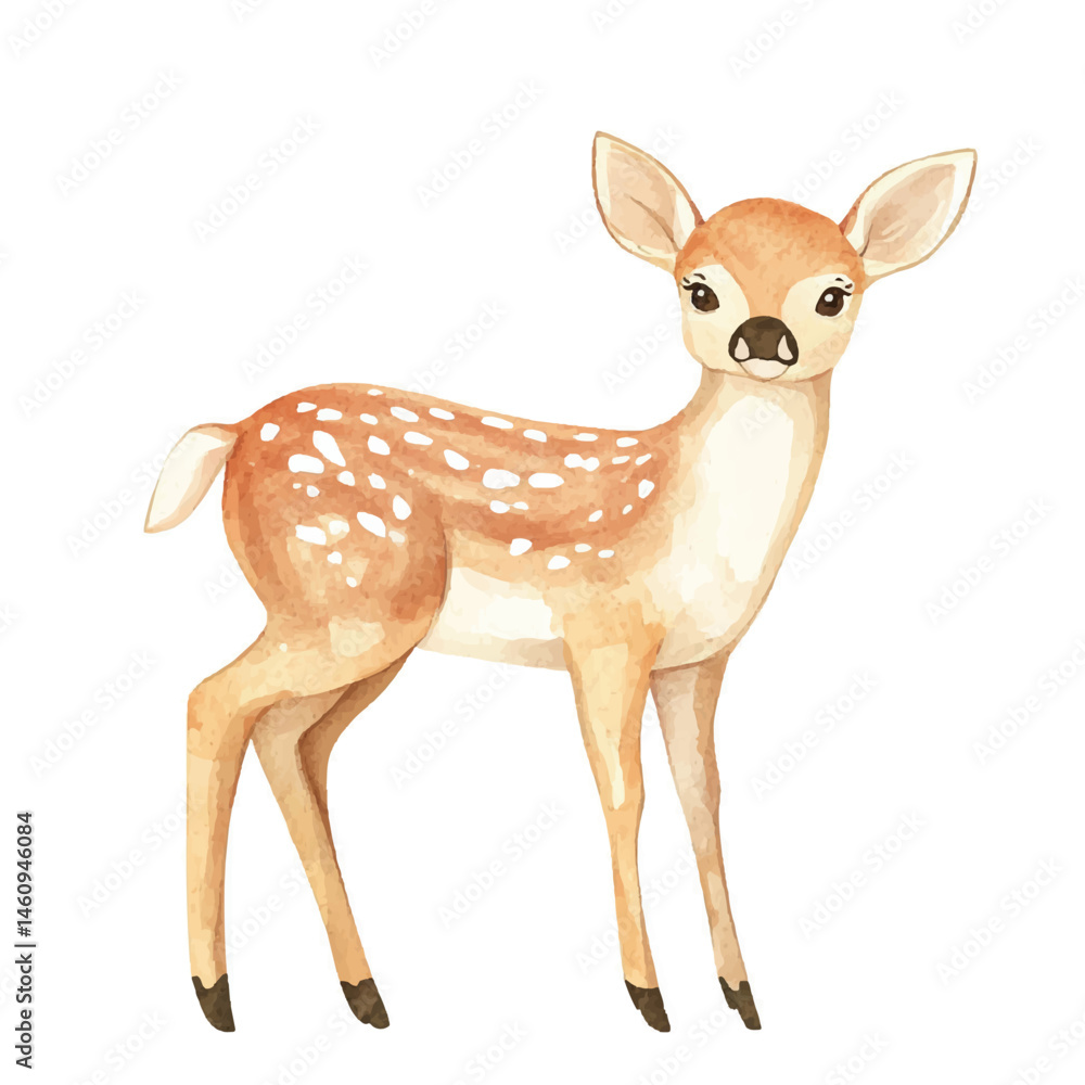 A Deer simple cartoon drawing watercolor A Deer simple cartoon drawing watercolor