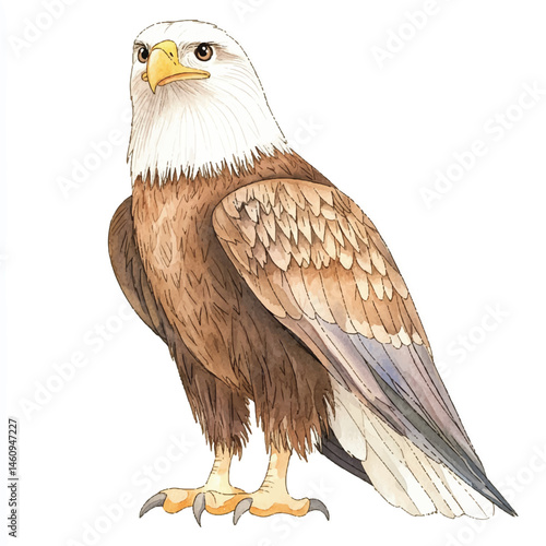 A Eagle simple cartoon drawing watercolor