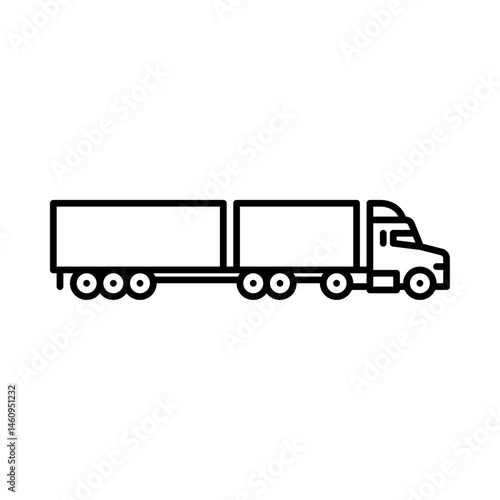 road train outline icon. long combination vehicle black line illustration.