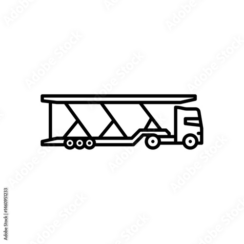 car hauler outline icon. car carrier trailer black line illustration.