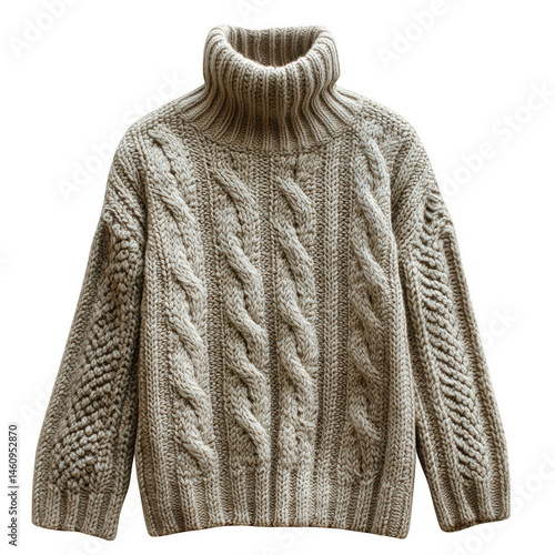 Wallpaper Mural Shop cable knit sweater turtleneck oversized wool blend cozy warm winter fashion style for women and men on transparent background Torontodigital.ca