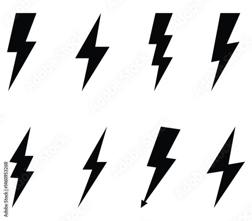 Lightning icon. Icon of electric charge. Sign of strike, energy, charge, power, electricity and voltage. Vector